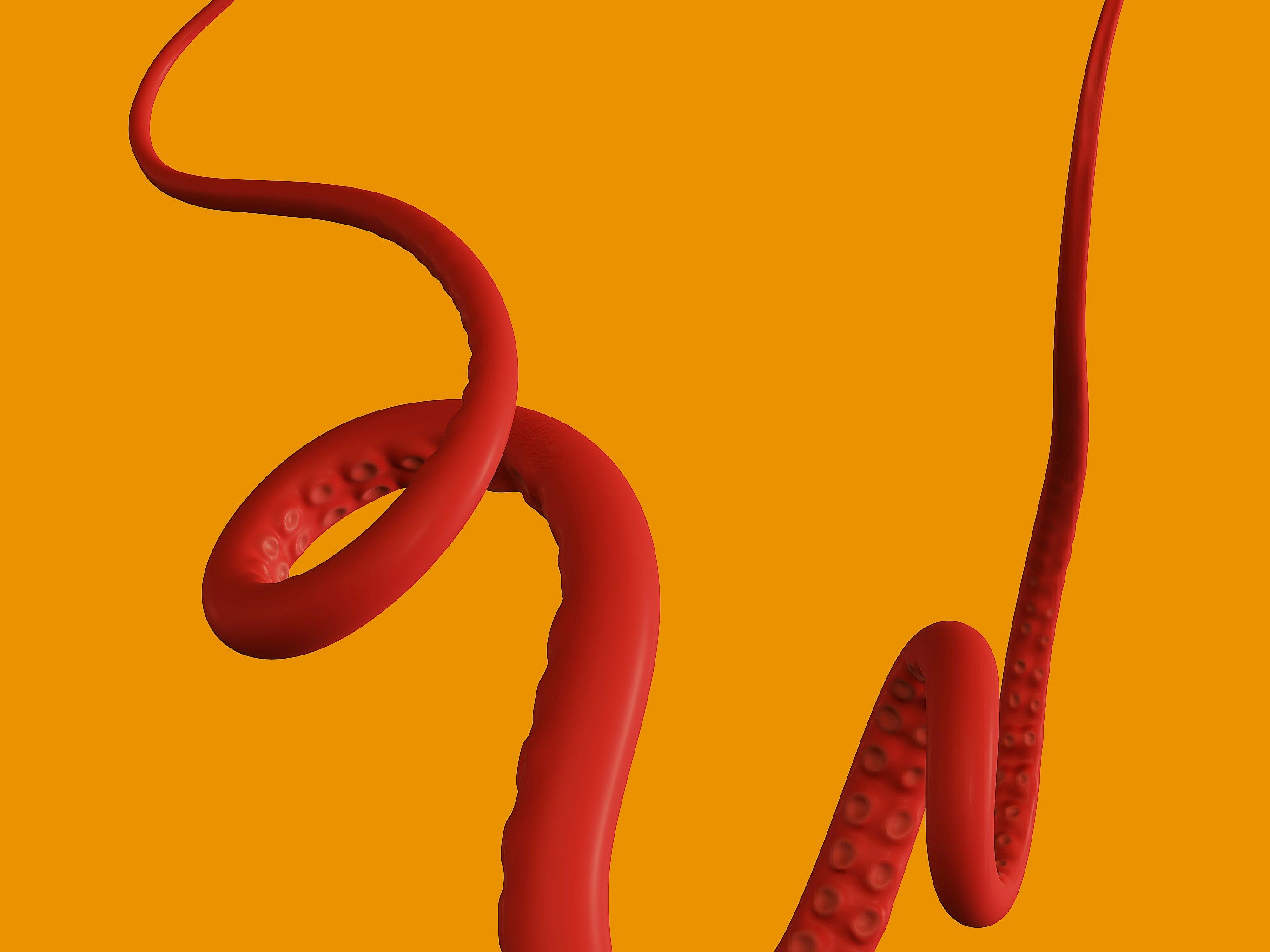 Rote animierte Tentakeln auf orangenem Hintergrund